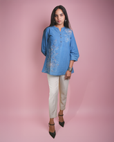 FLR DNM TUNIC IndiBlue  Denim Top
